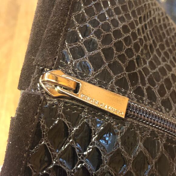 Vince Camuto Witty 2 Snake Embossed Moto Boots in Dark Brown and Gold Size 8.5 - Picture 8 of 12